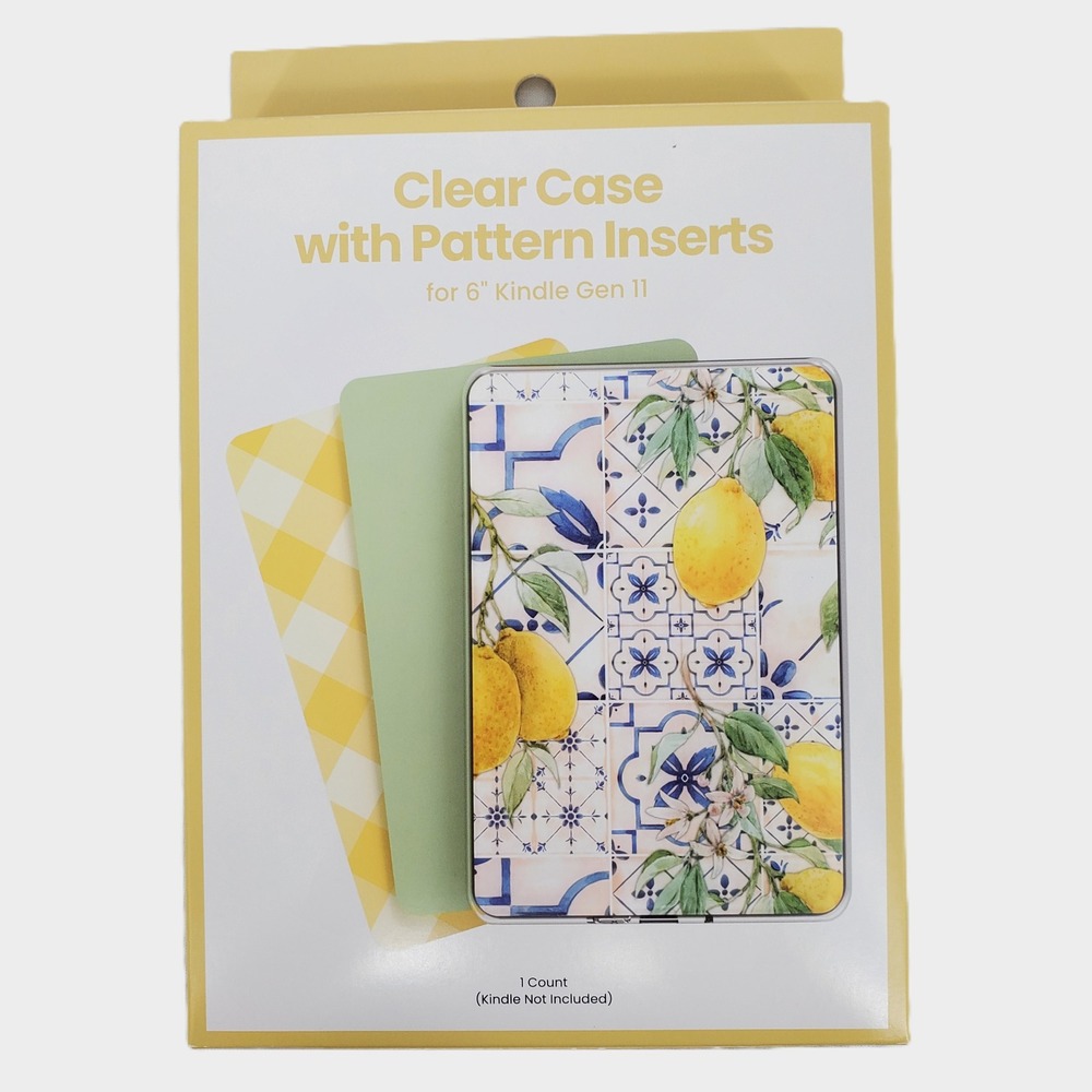 Chug Inc Clear Case with 3 Pattern Inserts for 6" Kindle Gen 11 Lemon Gingham‎